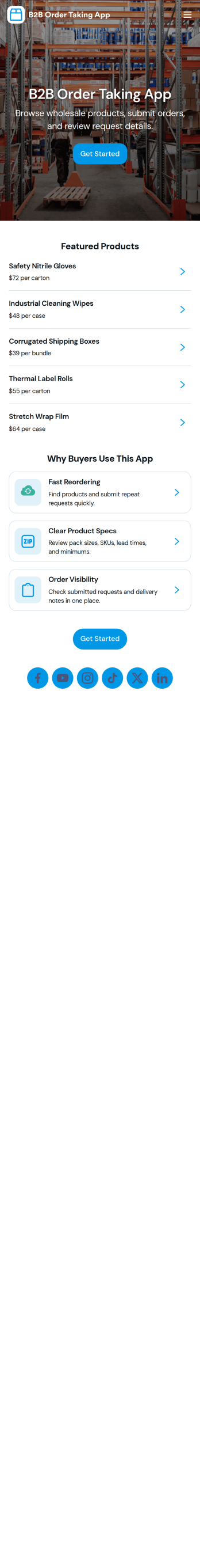 B2b Order Taking App Template