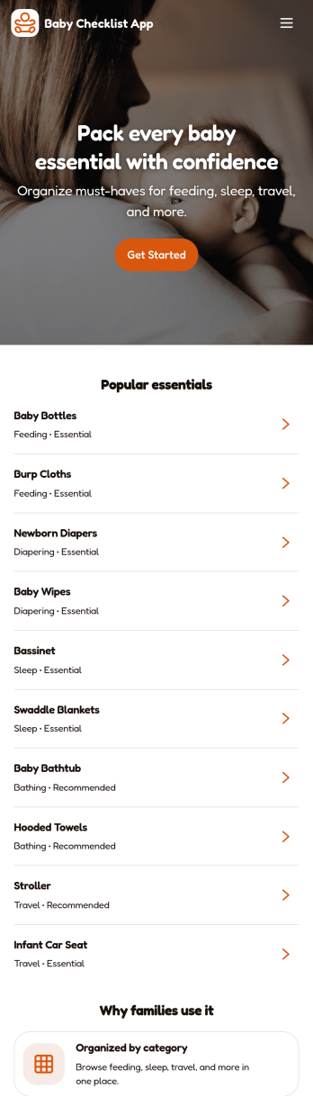 Baby Checklist App Template
