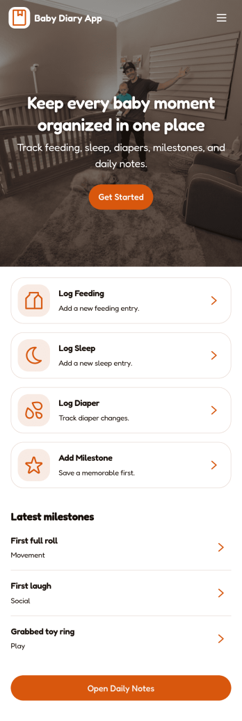 Baby Diary App Template