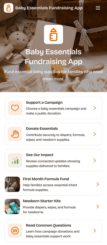 Baby Essentials Fundraising App Template