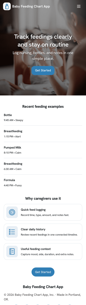 Baby Feeding Chart App Template