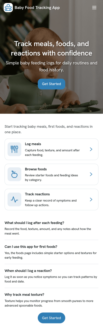 Baby Food Tracking App Template