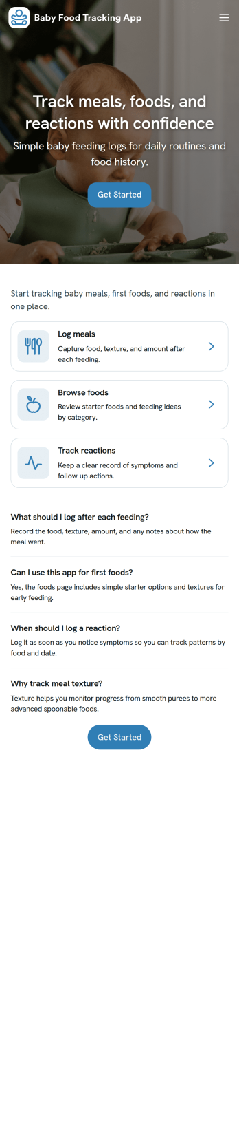 Baby Food Tracking App Template