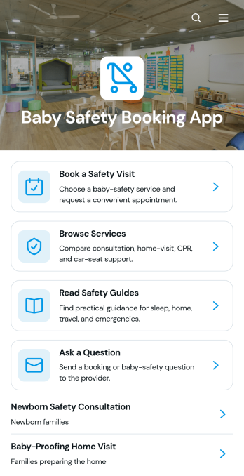Baby Safety Booking App Template