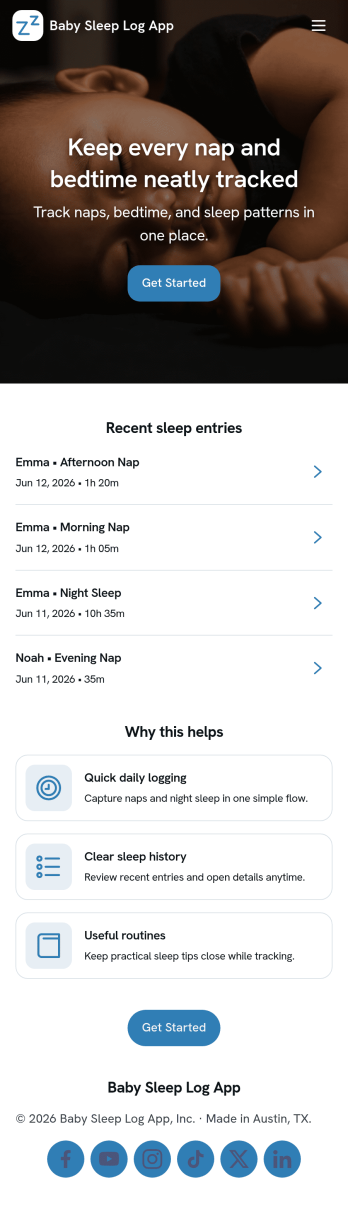 Baby Sleep Log App Template