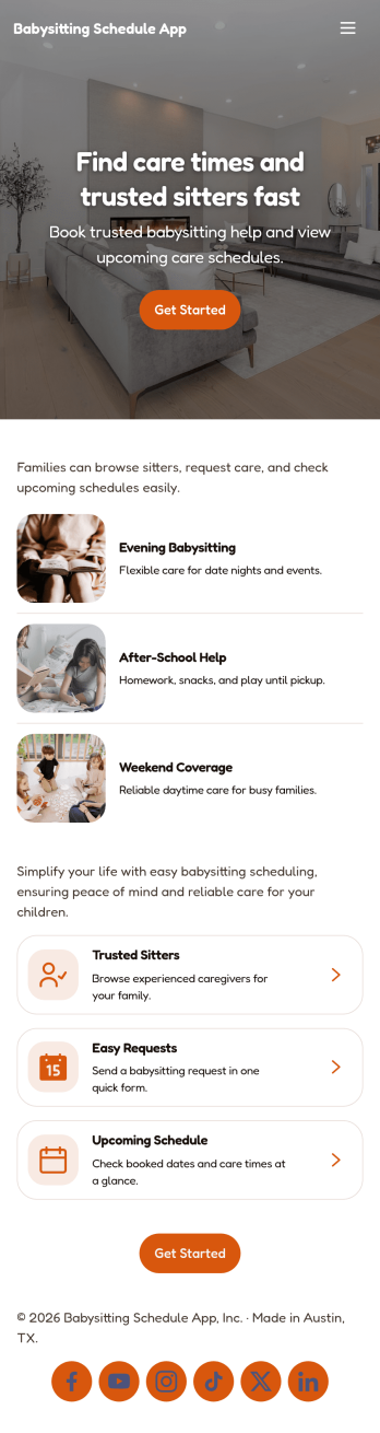 Babysitting Schedule App Template