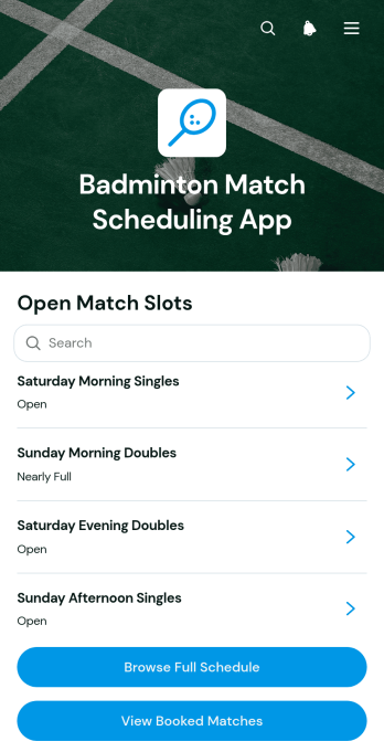 Badminton Match Scheduling App Template