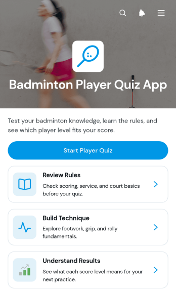 Badminton Player Quiz App Template