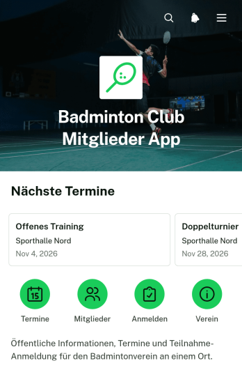Badminton-Vereinsmitglieder-App