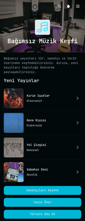 Bağımsız Müzik Keşif Uygulama Șablonu