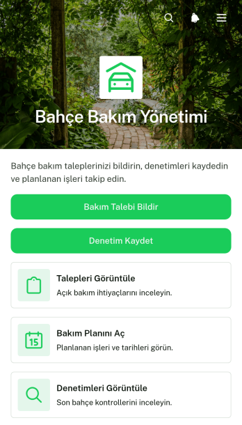 Bahçe Bakım Uygulama Șablonu