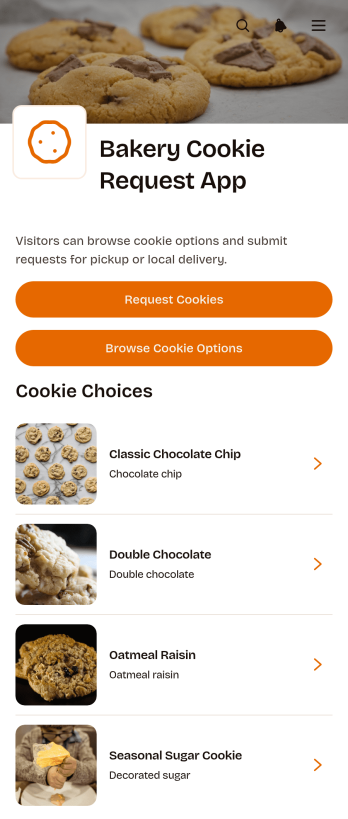 Bakery Cookie Request App Template