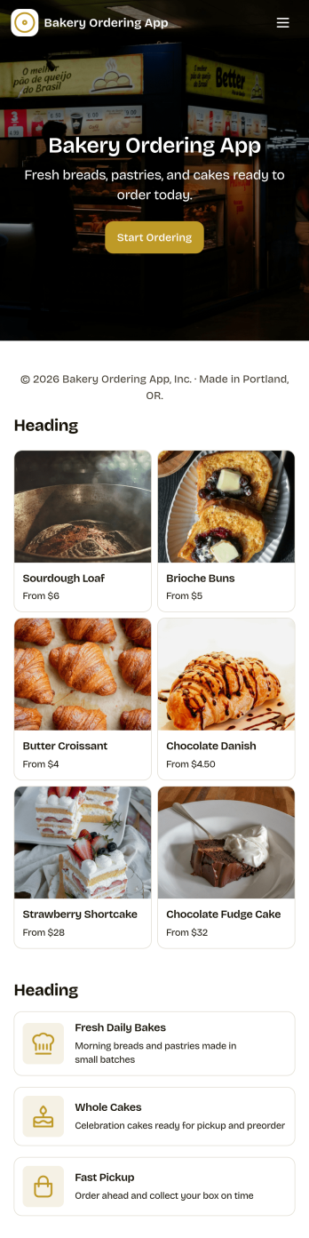 Bakery Ordering App Template