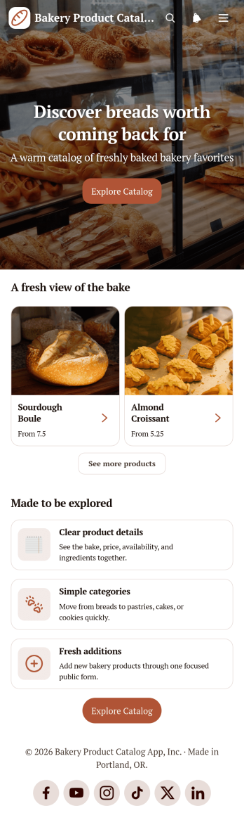Bakery Product Catalog App Template