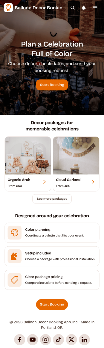 Balloon Decor Booking App Template