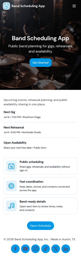Band Scheduling App Template
