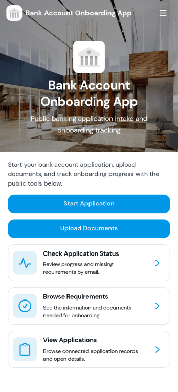Bank Account Onboarding App Template
