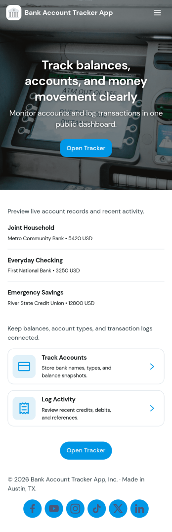 Bank Account Tracker App Template