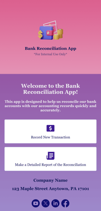 Bank Reconciliation App Template