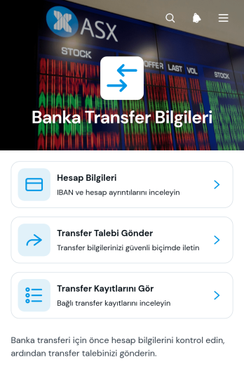 Banka Transfer Bilgileri Uygulama Șablonu