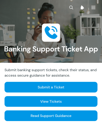 Banking Support Ticket App Template
