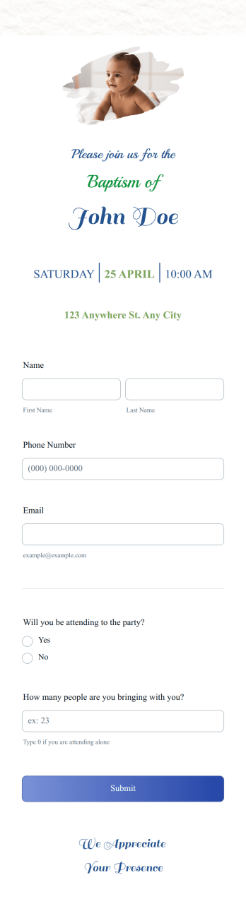 Baptism Invitation App Template