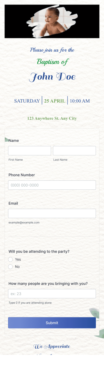 Baptism Invitation App Template