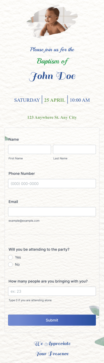 Baptism Invitation App Template