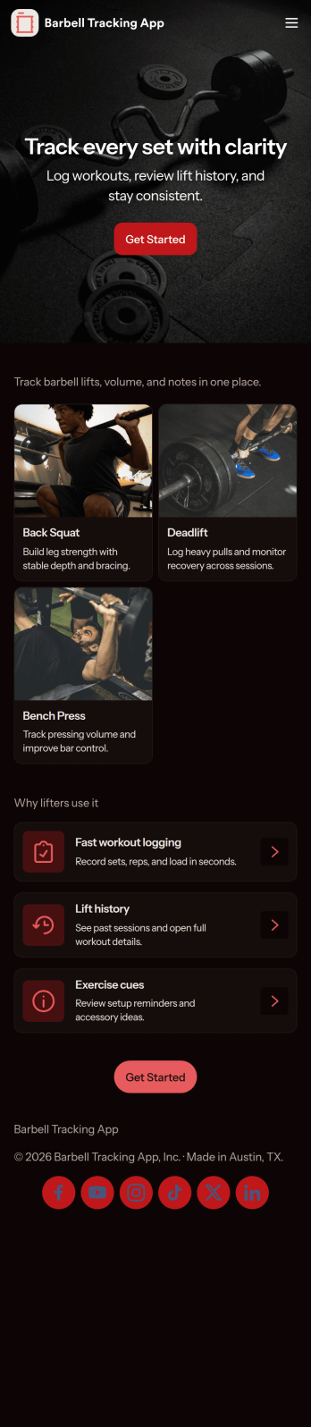 Barbell Tracking App Template
