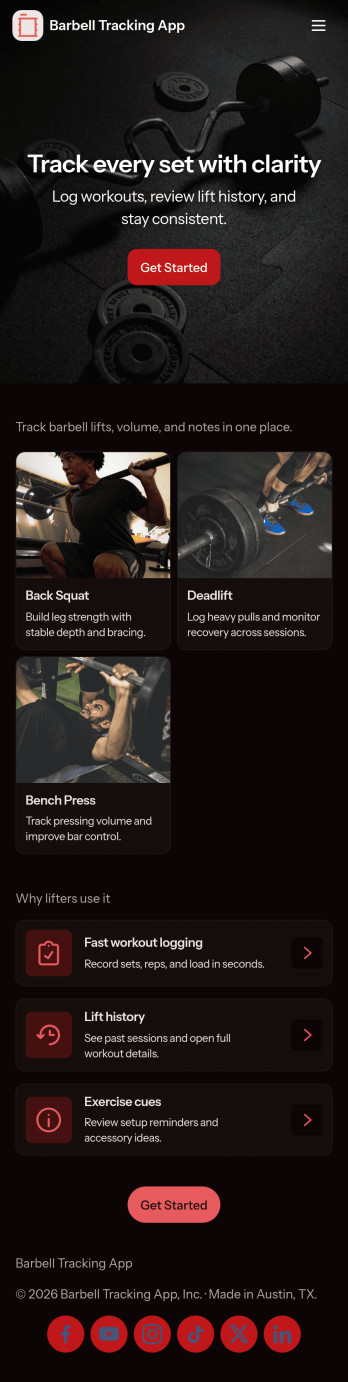Barbell Tracking App Template