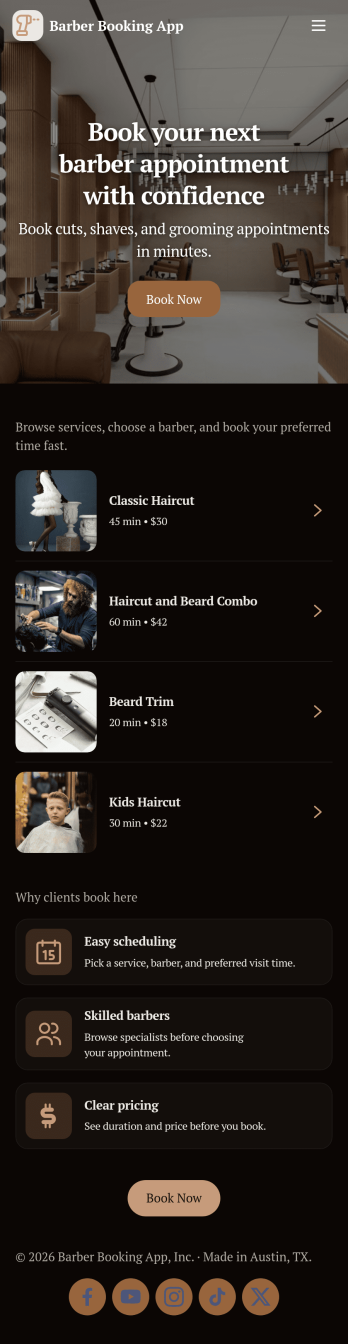 Barber Booking App Template