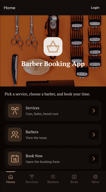Barber Booking App Template