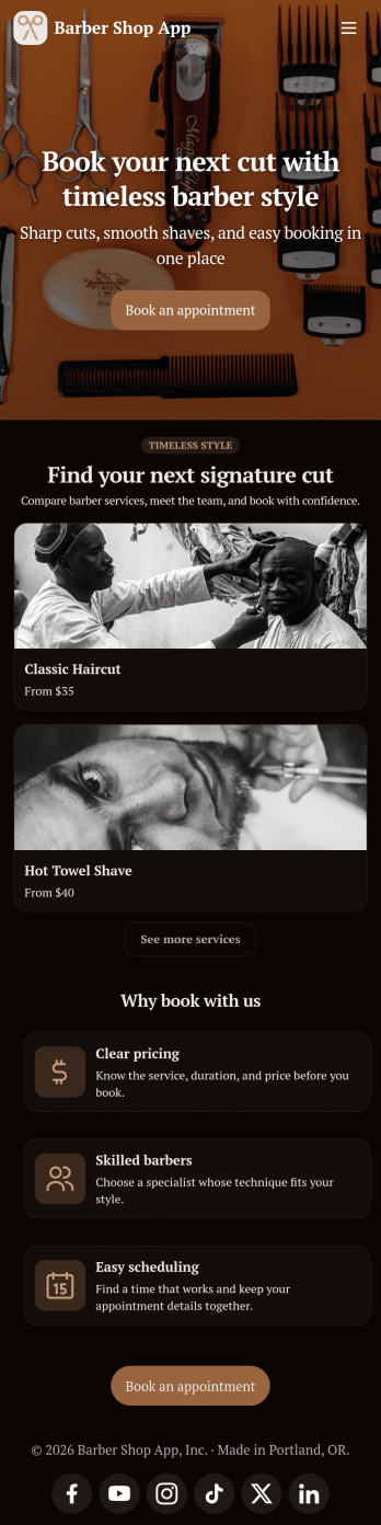 Barber Shop App Template