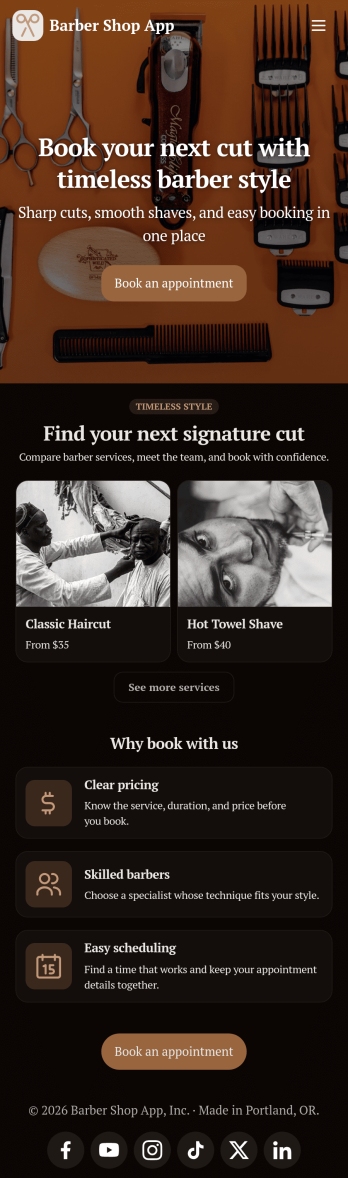 Barber Shop App Template