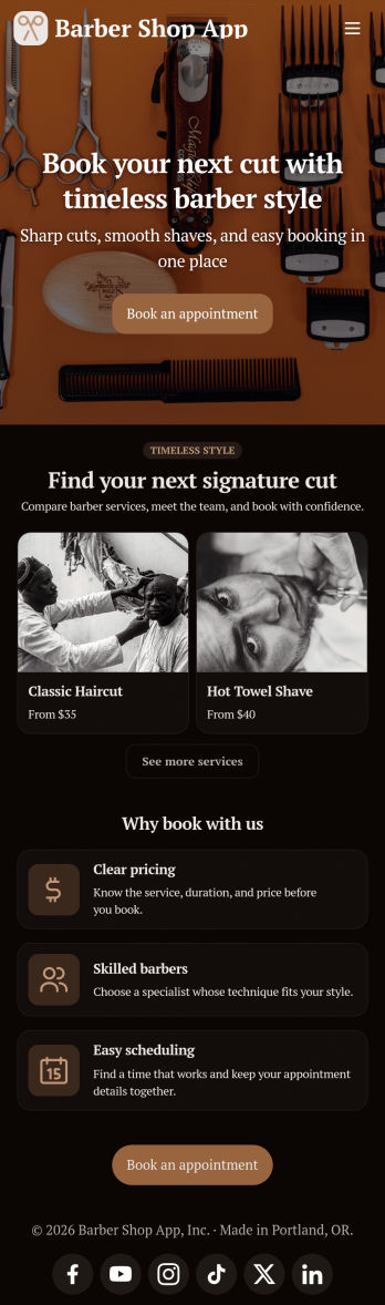 Barber Shop App Template