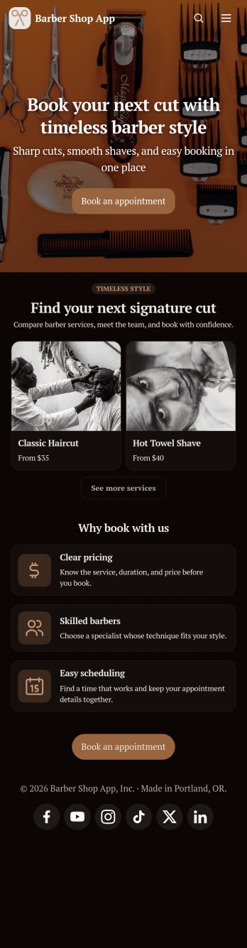 Barber Shop App Template