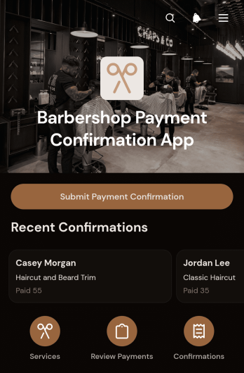 Barbershop Payment Confirmation App Template