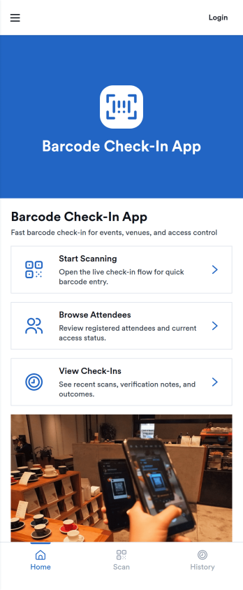 Barcode Check-In App Template