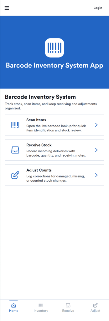 Barcode Inventory System App Template
