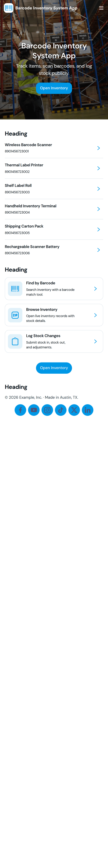 Barcode Inventory System App Template