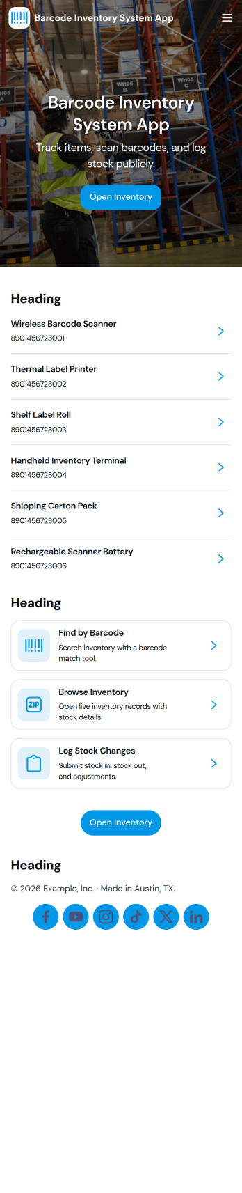 Barcode Inventory System App Template
