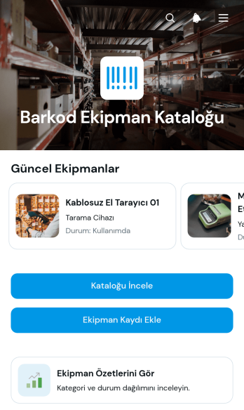 Barkodlu Ekipman Kataloğu Uygulama Șablonu