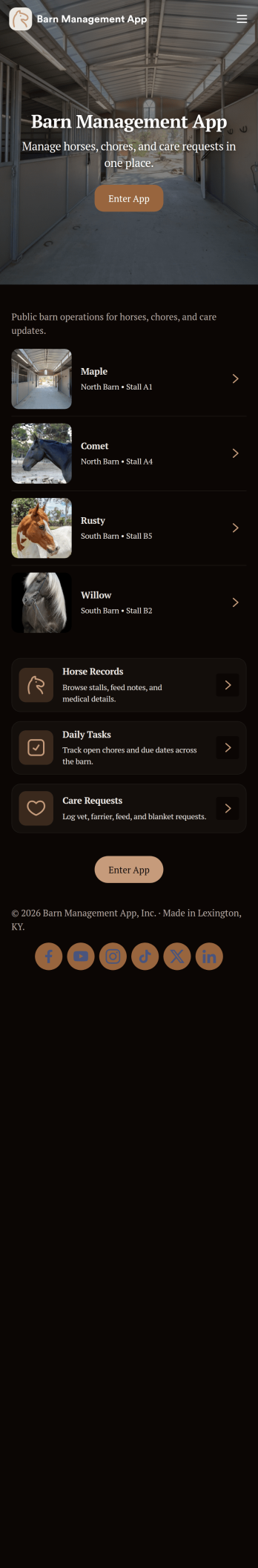 Barn Management App Template