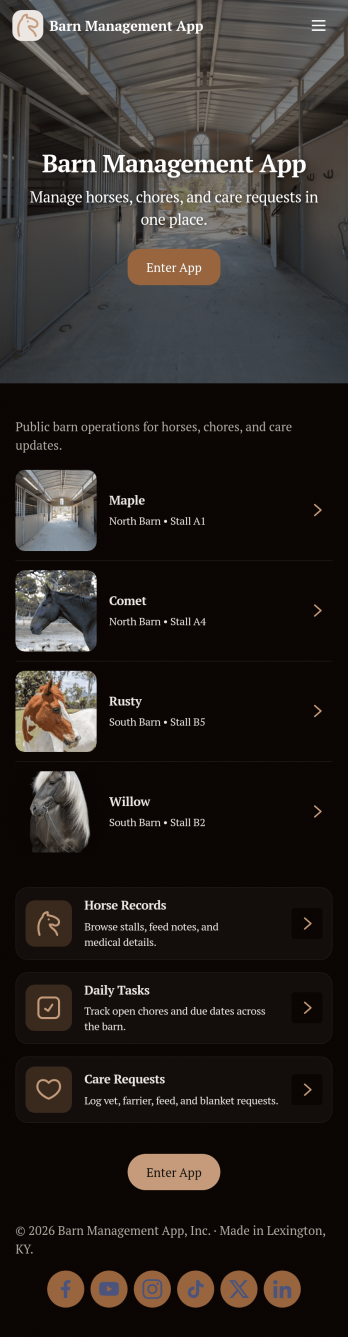 Barn Management App Template