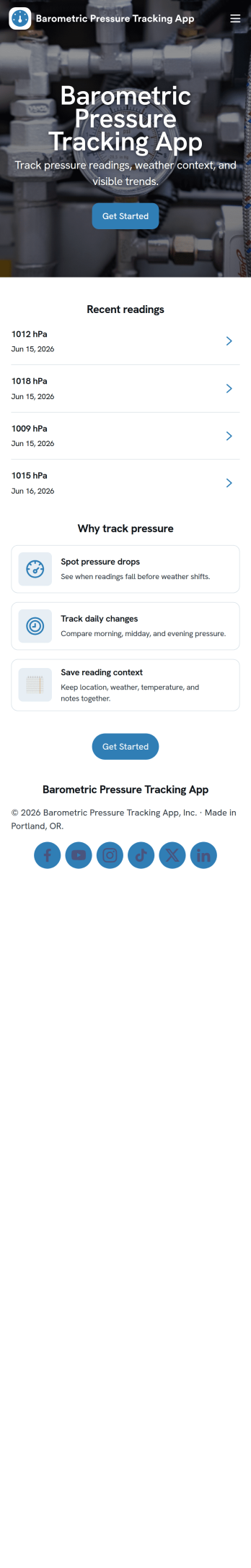 Barometric Pressure Tracking App Template