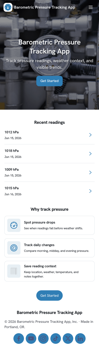 Barometric Pressure Tracking App Template