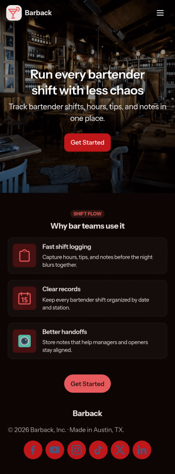 Bartender Shift App Template