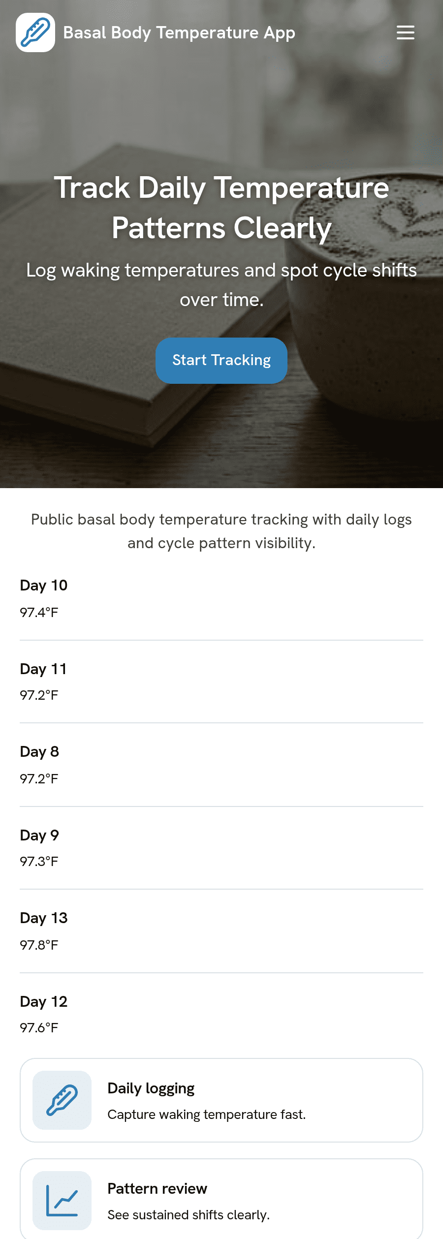 Basal Body Temperature App Template | Jotform