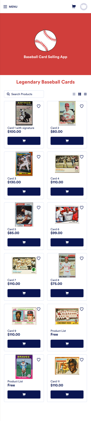 Baseball Card Selling App Template