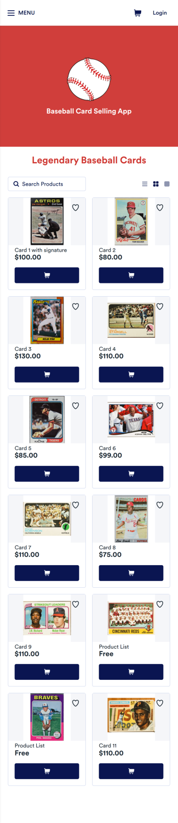 Baseball Card Selling App Template